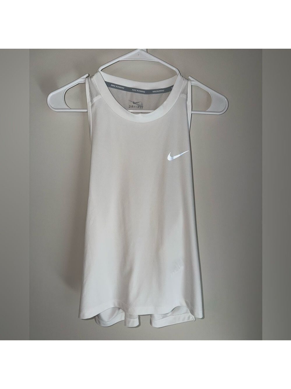 Nike Running Dri-FIT Mesh Back Racerback Tank Top - White - Size Small
